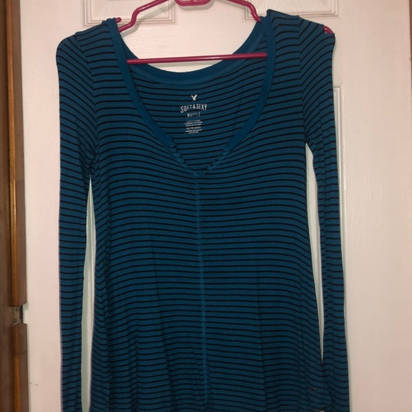 blue and black stripped top - Picture 1 of 1